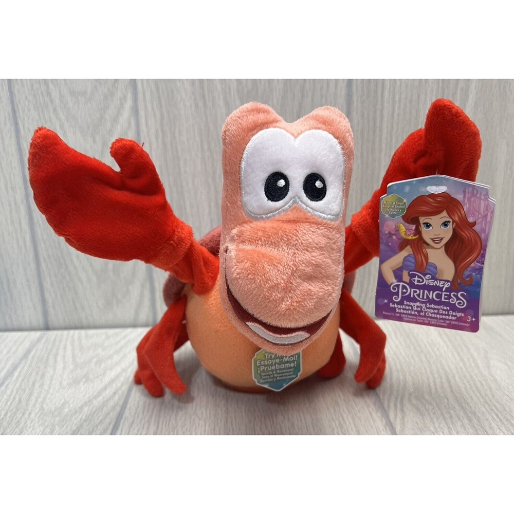 Disney Princess Singing & Snapping Sebastian 10" Plush Musical Crab Toy
